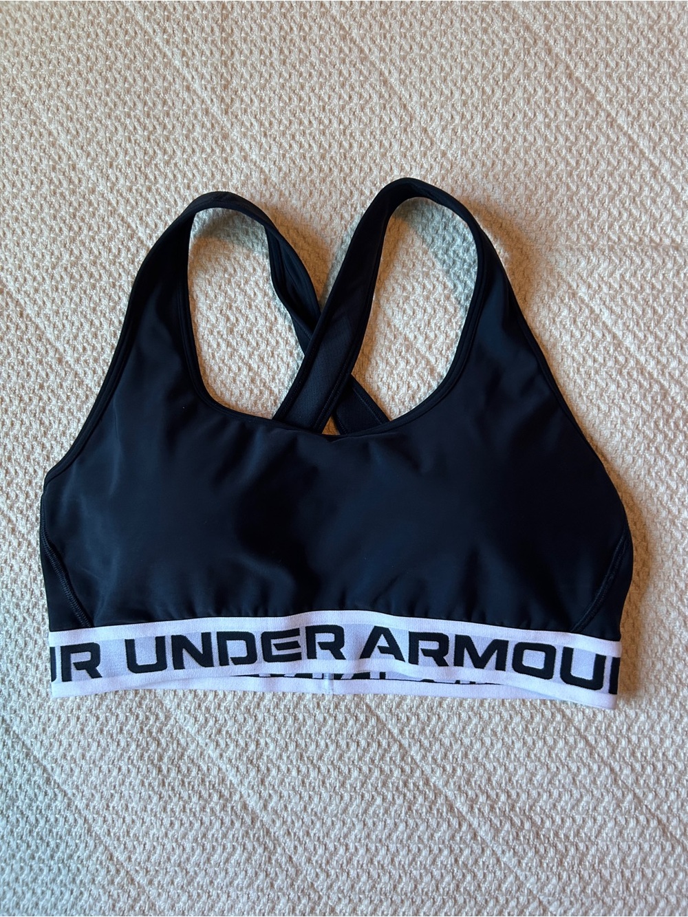 Under Armour Black Sports Bra with White Branded Band